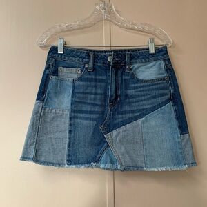 American Eagle Outfitters Blue Patchwork Mini Skirt